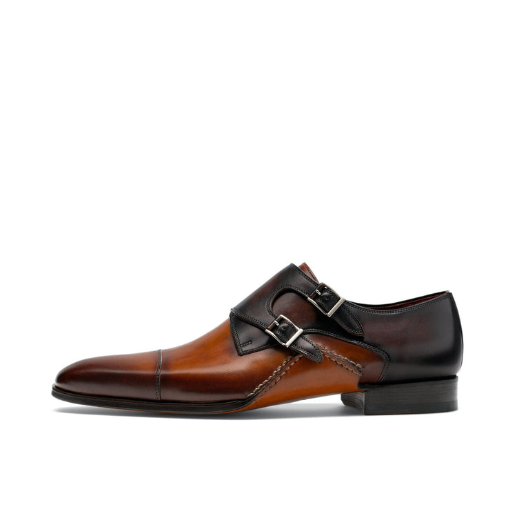 Height Increasing Tan & Brown Leather Cooma Monk Straps Shoes