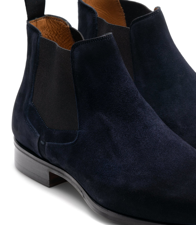 Height Increasing Navy Blue Suede Nantes Chelsea Boots