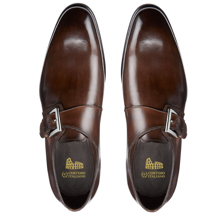 Height Increasing Brown Leather Bromley Monk Straps