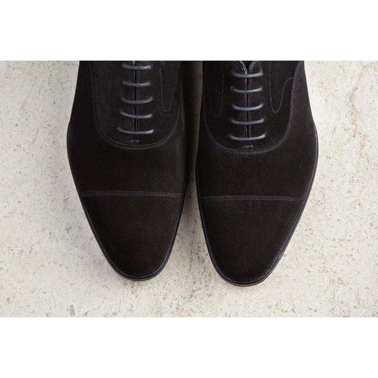 Height Increasing Black Suede Waltham Toe Cap Oxfords