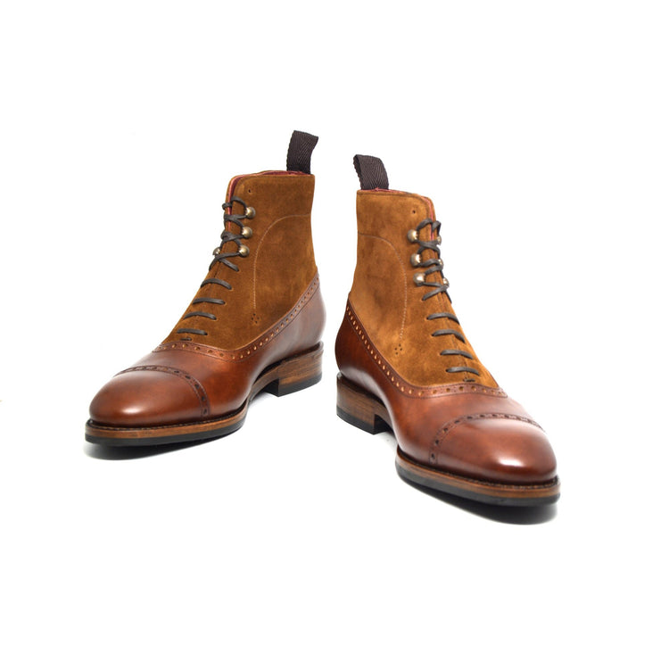 Height Increasing Tan Leather & Suede Clifton Lace Up Boots