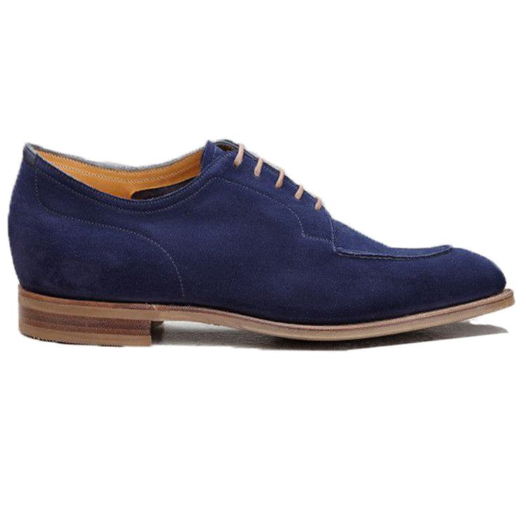 Height Increasing Navy Blue Suede Hamlet Derby Shoes