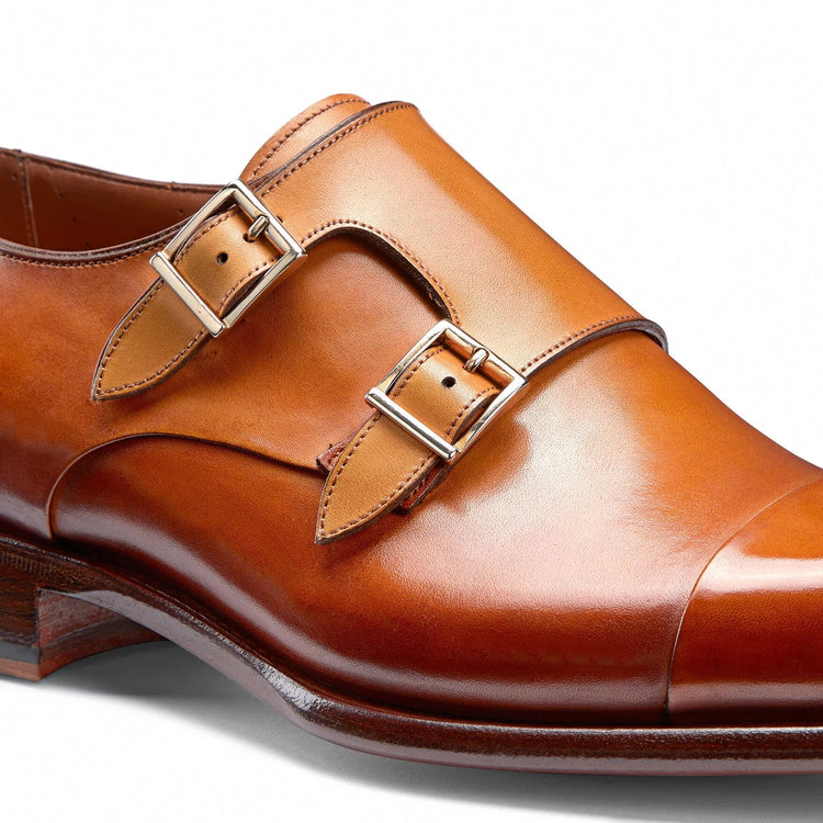Height Increasing Tan Leather Castle Monk Straps - Formal Shoes