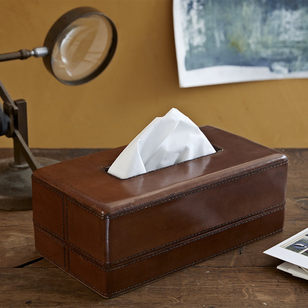 Leather tissue shop box holder