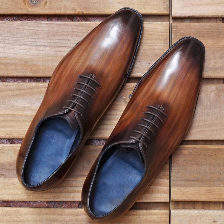 Height Increasing Tan Leather Geneva Whole Cut Oxfords - Formal Shoes