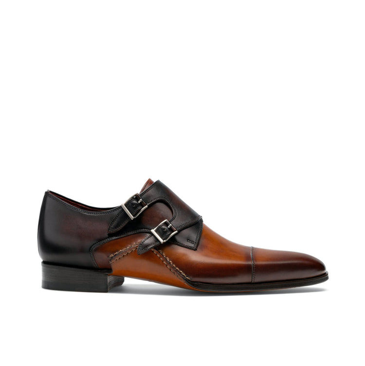 Height Increasing Tan & Brown Leather Cooma Monk Straps Shoes