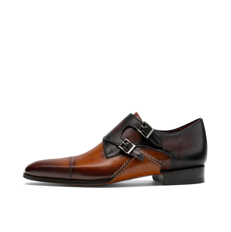 Height Increasing Tan & Brown Leather Cooma Monk Straps Shoes