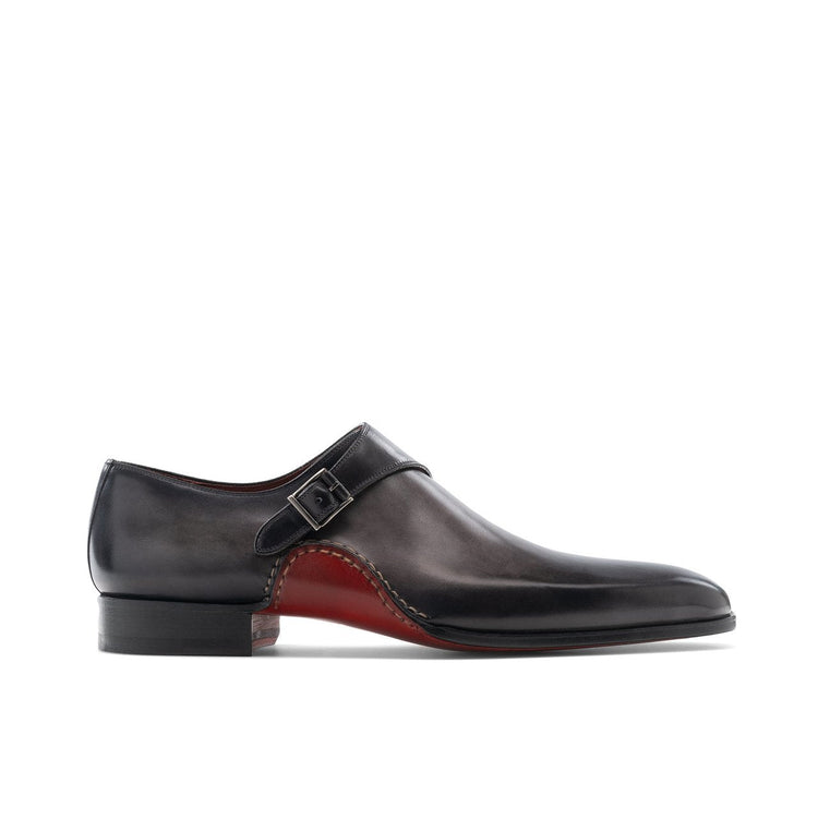 Flat Feet Shoes - Black Leather Bathurst Monk Straps Shoes with Arch Support