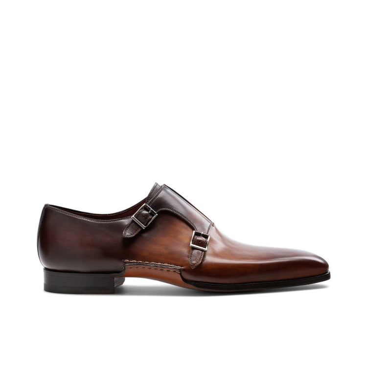Height Increasing Tan & Brown Leather Ballina Monk Straps Shoes