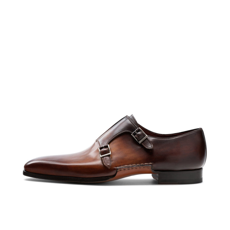 Height Increasing Tan & Brown Leather Ballina Monk Straps Shoes