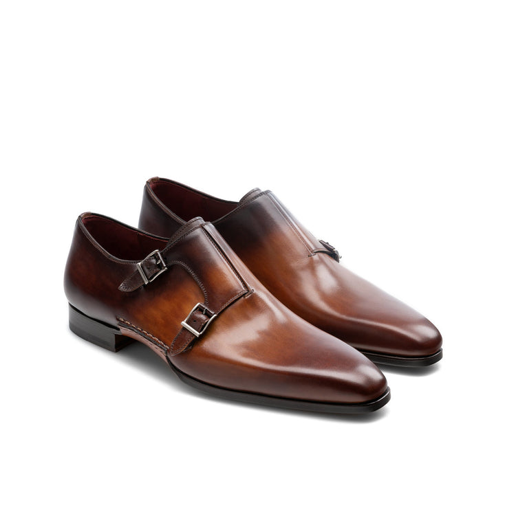 Height Increasing Tan & Brown Leather Ballina Monk Straps Shoes