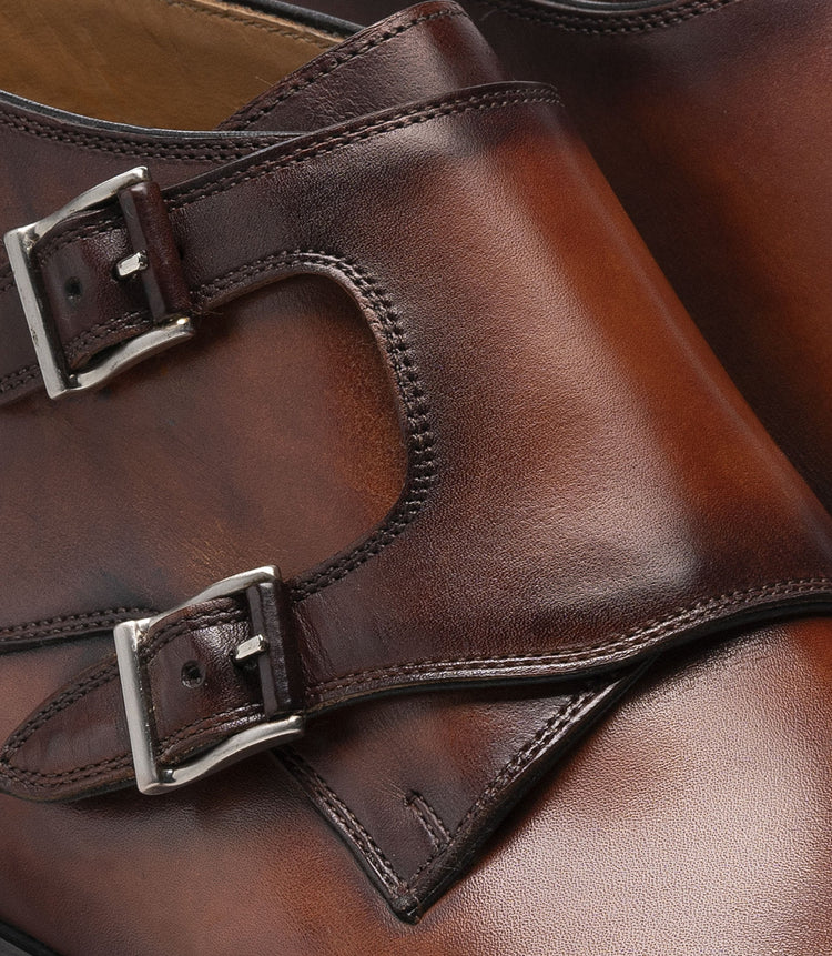 Flat Feet Shoes - Brown Leather Chambery Monk Strap Boots with Arch Support