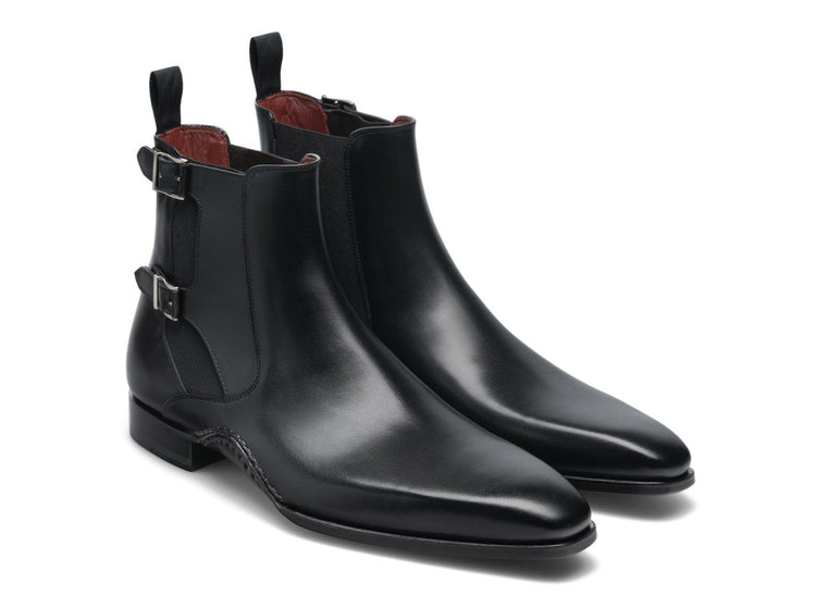 Flat Feet Shoes - Black Leather Dubbow Chelsea Boots with Arch Support