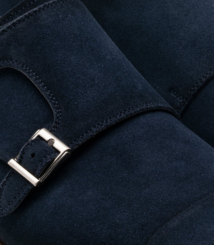 Flat Feet Shoes - Blue Suede Gariton Monk Strap Shoes with Arch Support