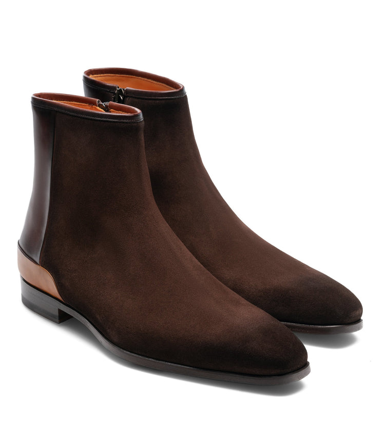 Flat Feet Shoes - Brown Suede Nicotus Chelsea Zipper Boots with Arch Support