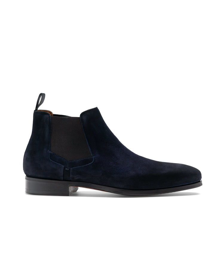 Height Increasing Navy Blue Suede Nantes Chelsea Boots