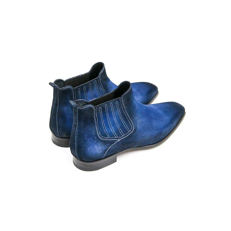 Flat Feet Shoes - Goodyear Welted Cadaval Bright Blue Suede Chelsea Boot with Violin Leather Sole with Arch Support