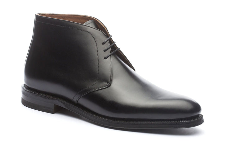 Black Leather Fylde Lace Up Chukka Boots