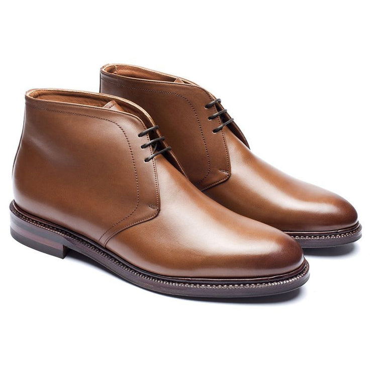 Height Increasing Tan Leather Fenland Lace Up Chukka Boots