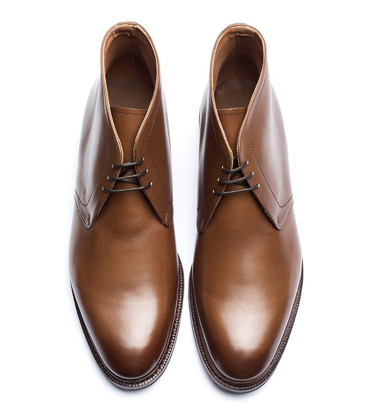 Height Increasing Tan Leather Fenland Lace Up Chukka Boots