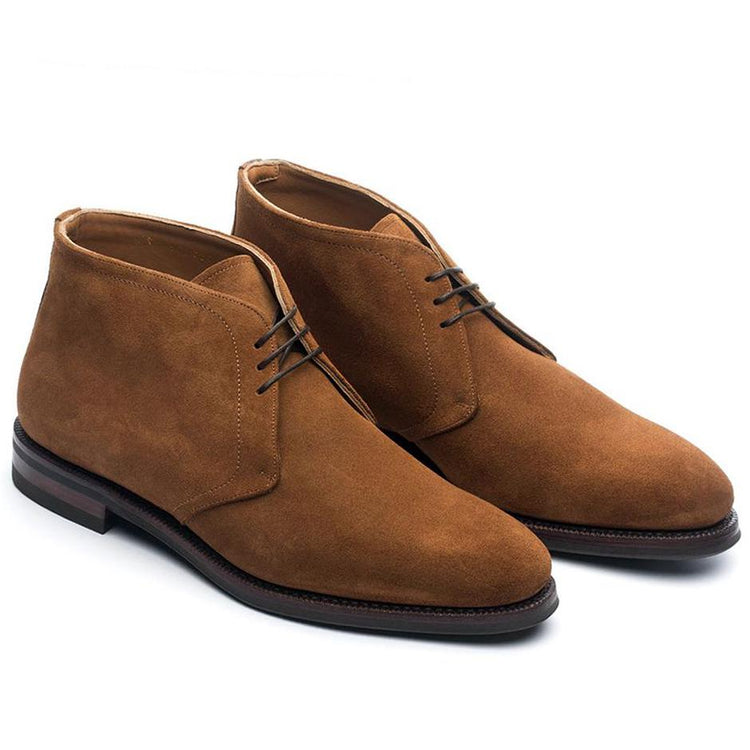 Flat Feet Shoes - Tan Suede Epsom Lace Up Chukka Boots with Arch Support