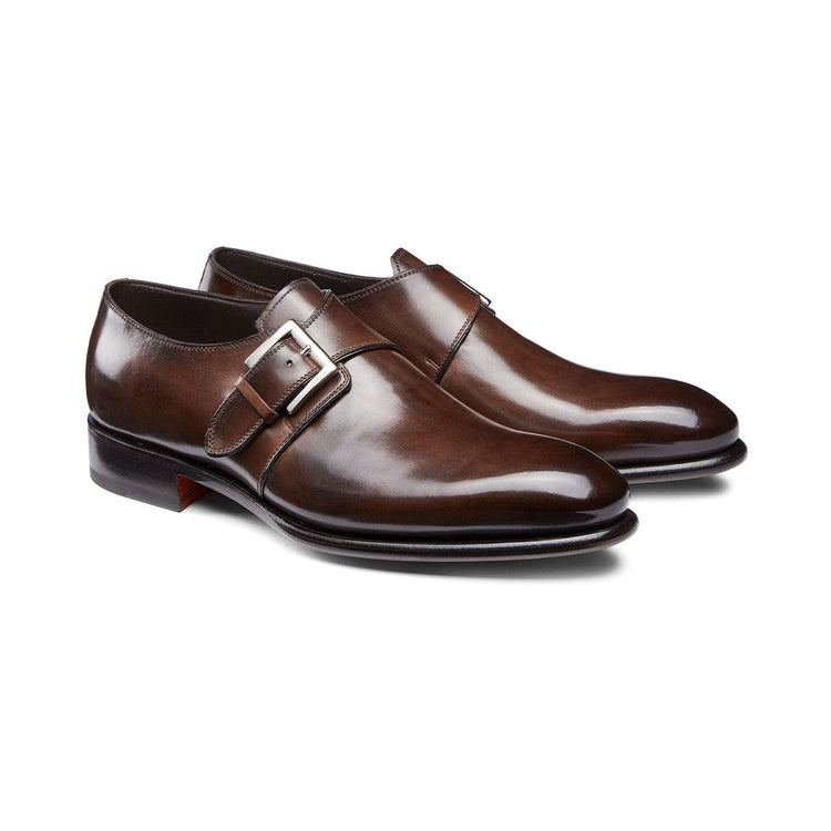 Flat Feet Shoes - Brown Leather Bromley Monk Straps with Arch Support