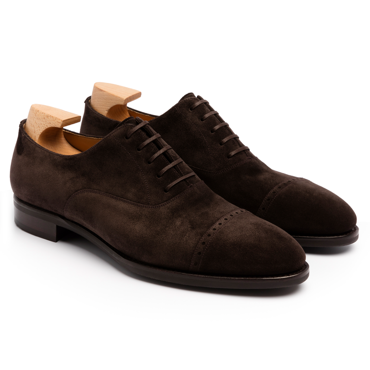 Height Increasing Brown Suede Eastney Toe Cap Oxfords