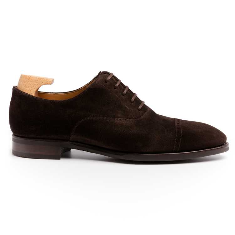 Height Increasing Brown Suede Eastney Toe Cap Oxfords