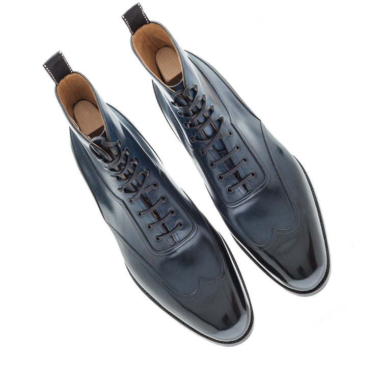 Flat Feet Shoes - Navy Blue Leather Hendon Lace Up Boots with Arch Support