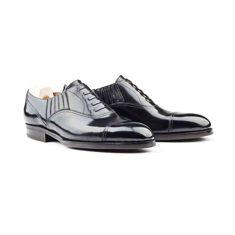 Flat Feet Shoes - Goodyear Welted Braga Black Leather Oxford With Violin Leather Sole with Arch Support