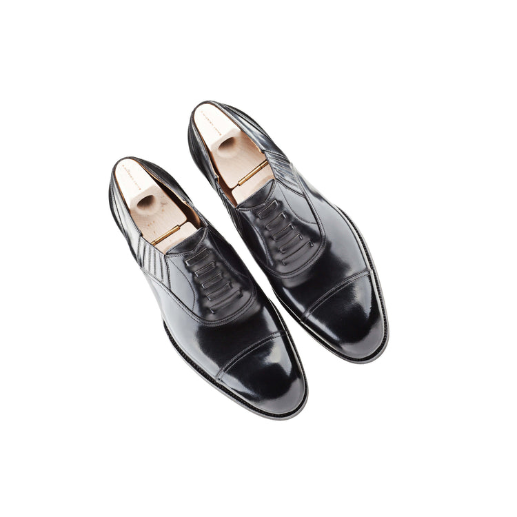 Flat Feet Shoes - Goodyear Welted Braga Black Leather Oxford With Violin Leather Sole with Arch Support