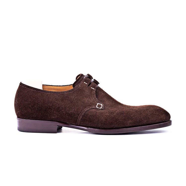 Flat Feet Shoes - Goodyear Welted Sardoal Brown Suede Derby Loafer With Violin Leather Sole with Arch Support