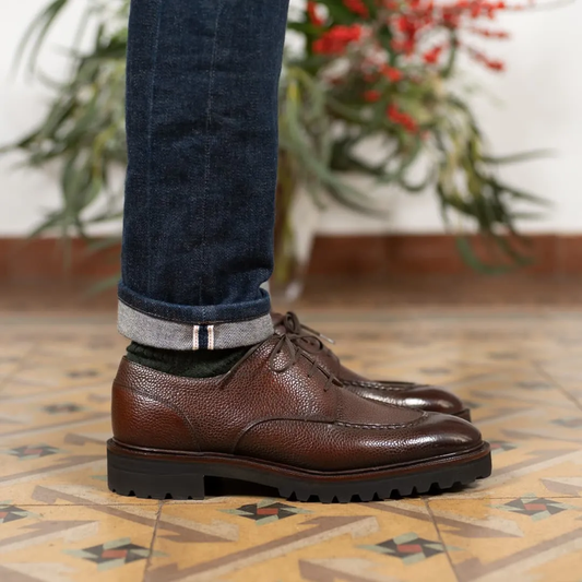 Brown Leather Gerend Chunky Derby Shoes - With Track Soles