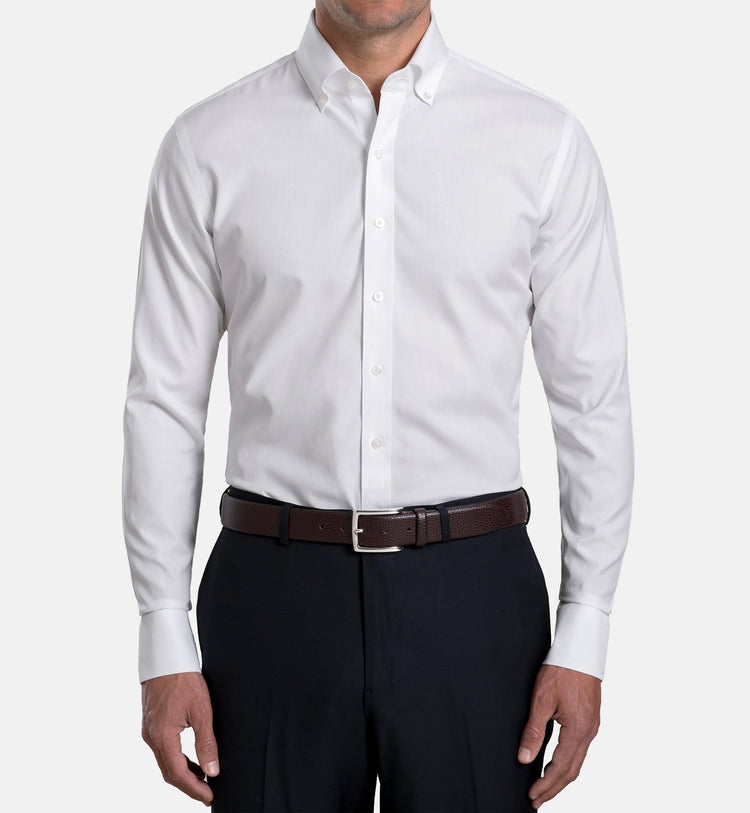 White Cotton Broadcloth Newham Business Shirt