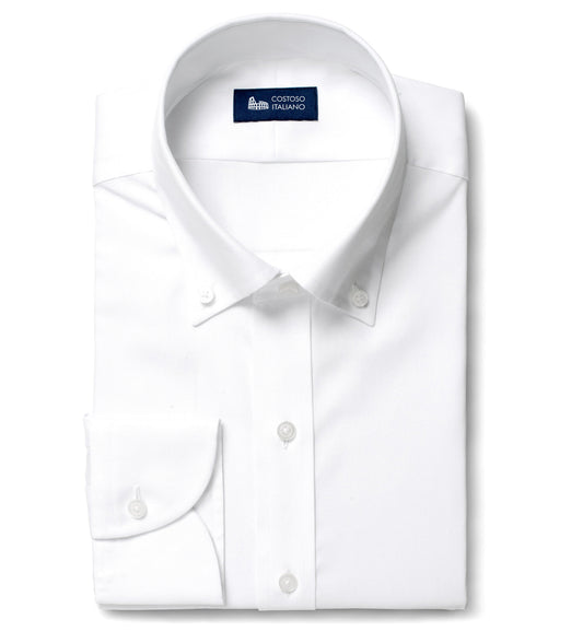 White Cotton Broadcloth Newham Business Shirt