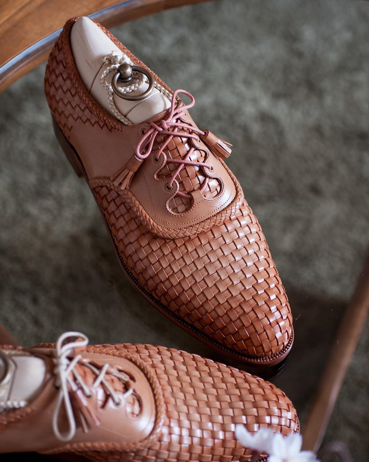 Tan Braided Leather Evora Brogue Oxfords - Formal Shoes