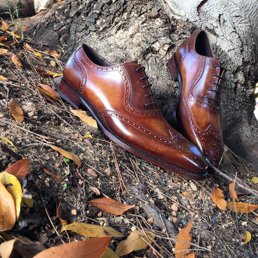 Brown Leather Guarda Brogue Oxfords - Formal Shoes
