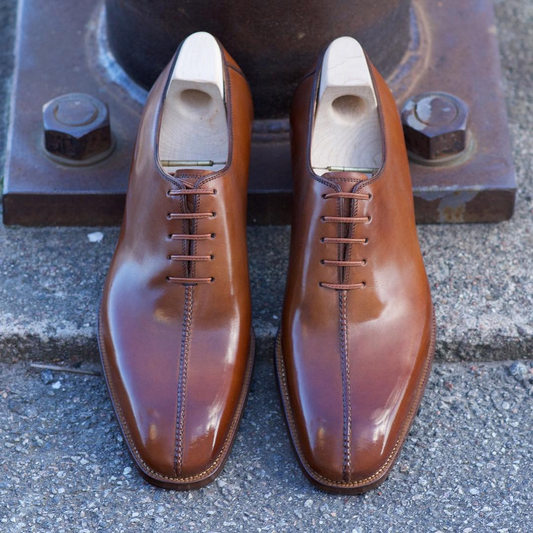Height Increasing Tan Leather Madeira Toecap Oxfords - Formal Shoes
