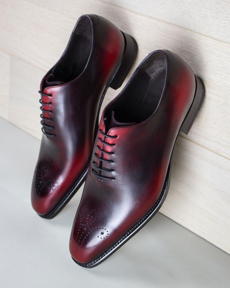 Burgundy Brown Leather Monsanto Oxfords - Formal Shoes