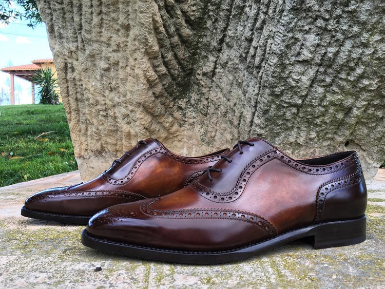 Brown Leather Montilla Brogue Oxfords - Formal Shoes