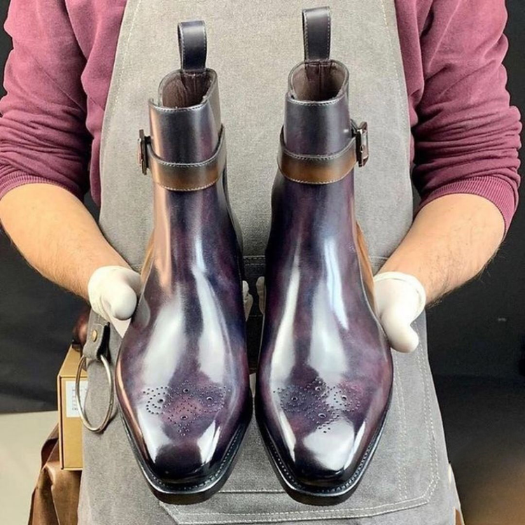 Purple and Brown Leather Kazanlak Jodhpur Boots