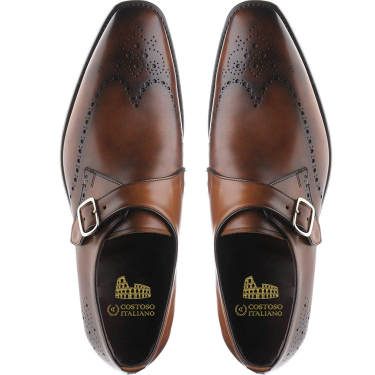 Brown Leather Hilsea Brogue Monk Straps