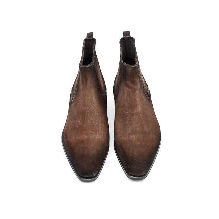 Flat Feet Shoes - Goodyear Welted Cadaval Brown Suede Chelsea Boot with Violin Leather Sole with Arch Support