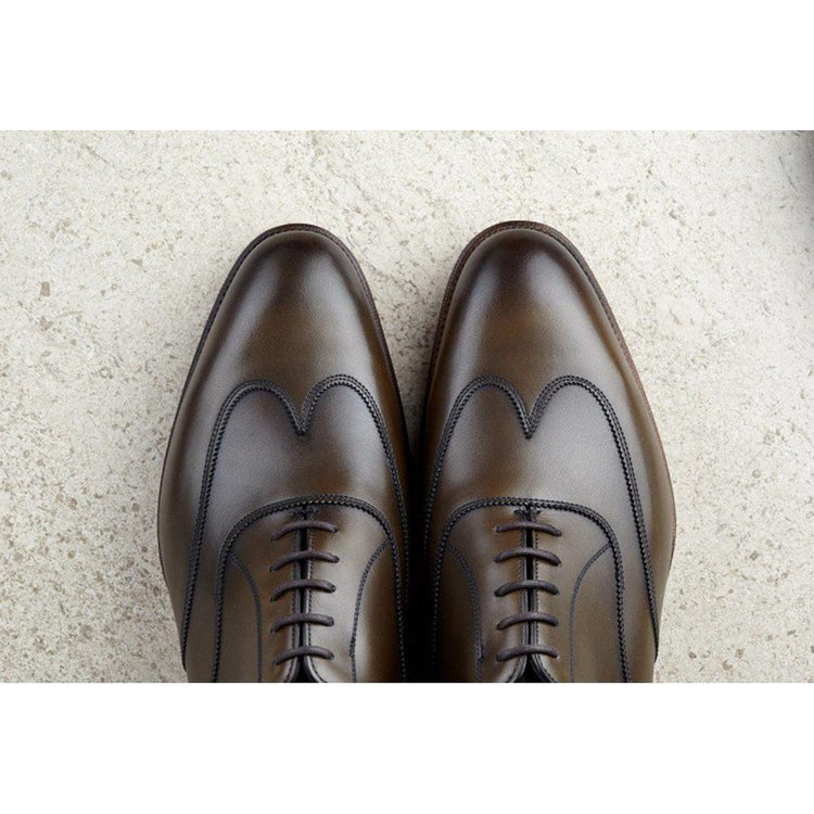 Flat Feet Shoes - Olive Green Leather Gedling Brogue Oxfords with Arch Support