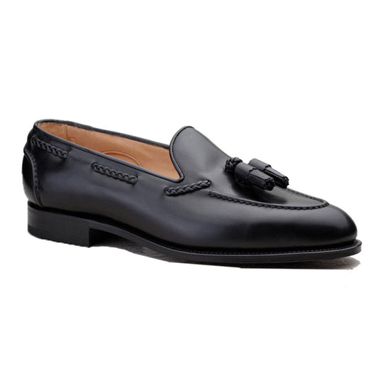 Black Leather Swale Tassel Loafers - Formal Shoes
