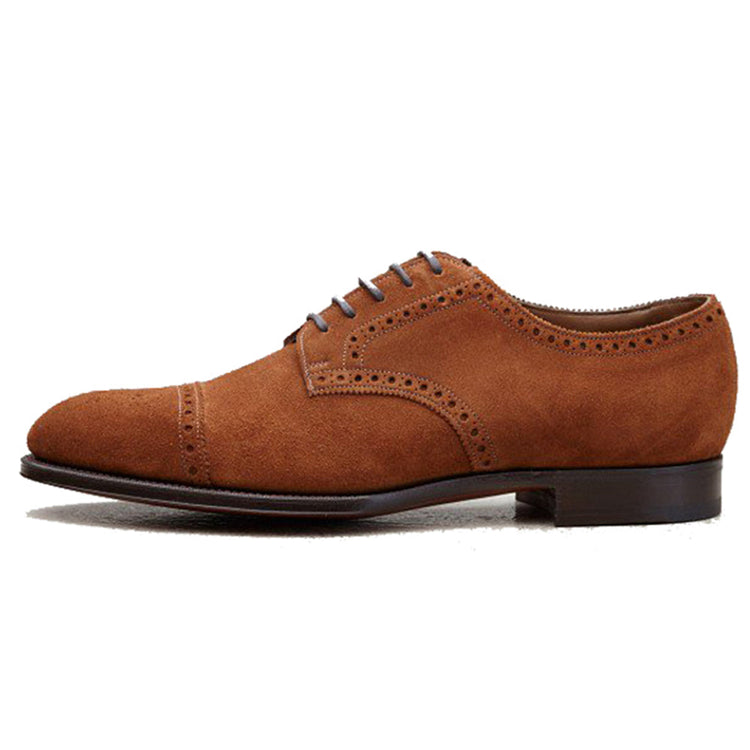 Tan Suede Friars Brogue Derby Shoes