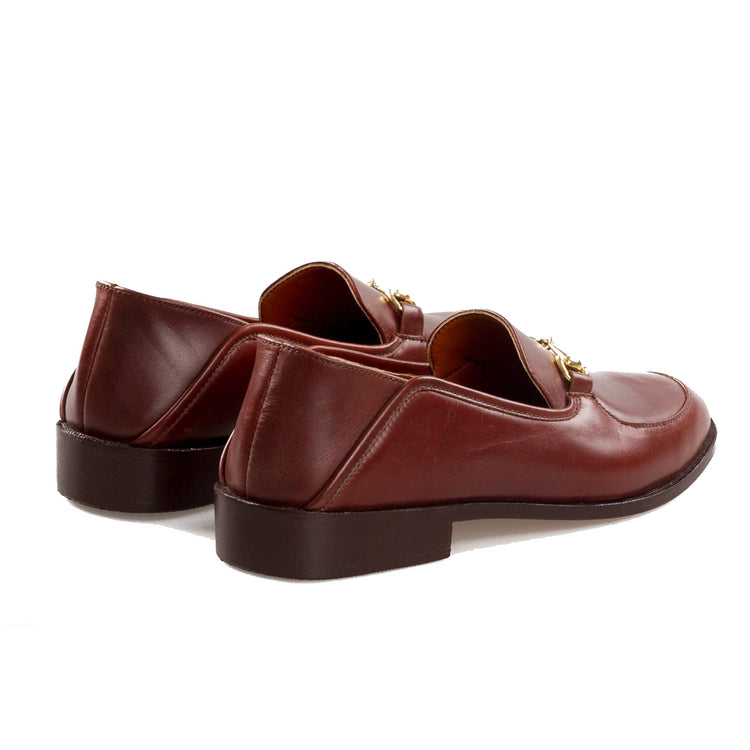 Flat Feet Shoes - Brown Leather Penela Horsebit Collapsible Loafer Slippers with Arch Support