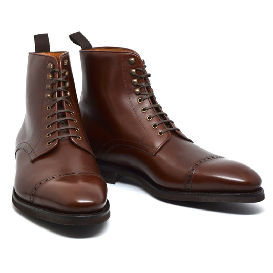 Flat Feet Shoes - Brown Leather Caldecote Lace Up Boots with Arch Support