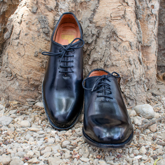 Black Leather Drayton One Cut Oxfords - Formal Shoes