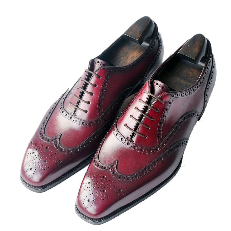 Flat Feet Shoes - Burgundy Brown Leather Tynenode Oxford Shoes with Arch Support